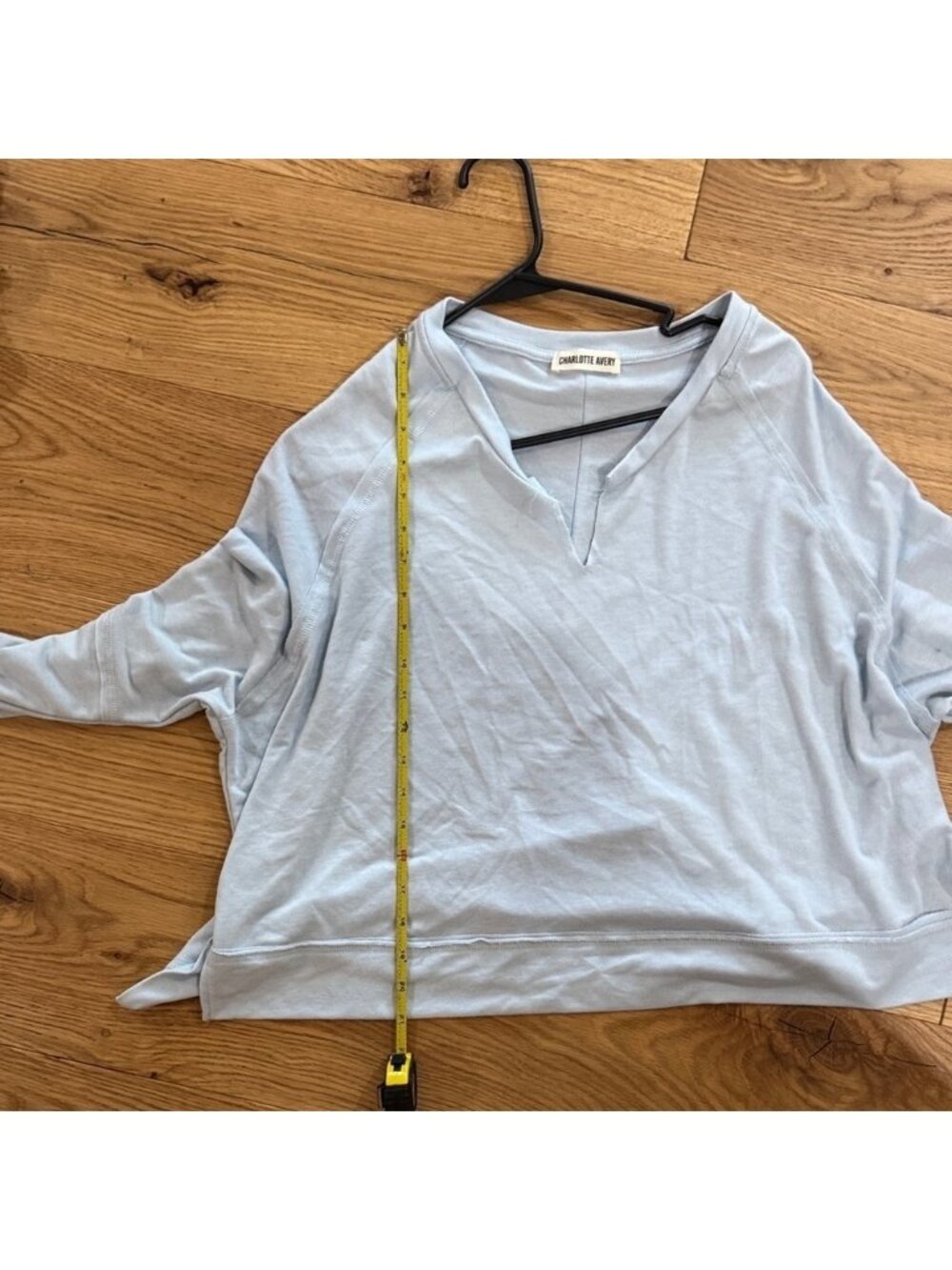 Charlotte Russe Sky Blue V-Neck Sweatshirt Medium
